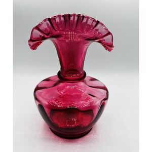Fenton Cranberry Art Glass Vase